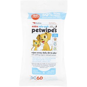 Petkin Petwipes Vanilla & Coconut Valu-Pak Dog & Cat Wipes, 60 count
