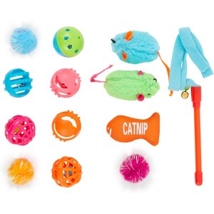 Cat Feather Toys, Interactive Cat Toy with Super Suction Cup, 1Pcs Springy Cat Wand & 6pcs Teaser Refills Replacement with Bells, Kitty Kitten Toys