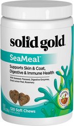 Solid Gold SeaMeal Skin & Coat, Digestive & Immune Health Soft Chews Grain-Free Supplement for Dogs, 120 count