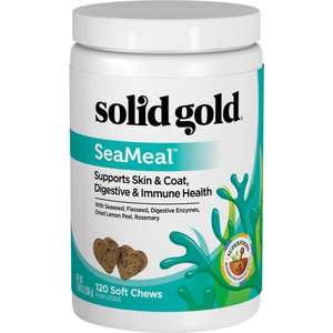 Solid Gold SeaMeal Skin & Coat, Digestive & Immune Health Soft Chews Grain-Free Supplement for Dogs, 120 count