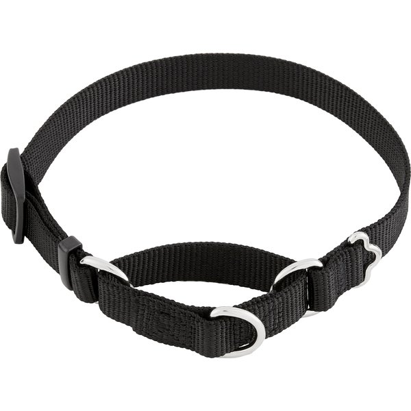 FRISCO Solid Nylon Martingale Dog Collar with Buckle, Black, Medium 17