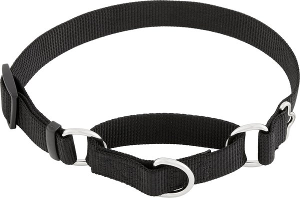 Frisco Solid Nylon Slip-On Martingale Dog Collar, Black, Medium: 14 to 20-in neck, 1-in wide slide 1 of 6