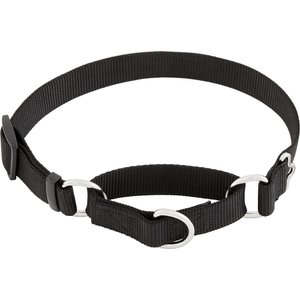 Frisco Solid Nylon Slip-On Martingale Dog Collar, Black, Medium: 14 to 20-in neck, 1-in wide
