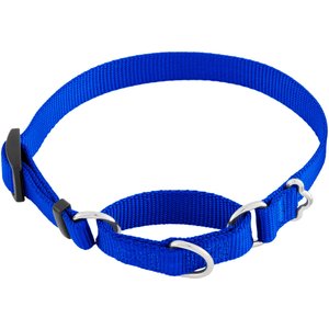 Frisco Solid Nylon Slip-On Martingale Dog Collar, Blue, Small: 13 to 18-in neck, 3/4-in wide
