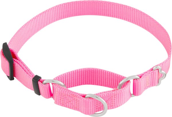 Frisco Solid Nylon Slip-On Martingale Dog Collar, Pink, Small: 13 to 18-in neck, 3/4-in wide slide 1 of 6