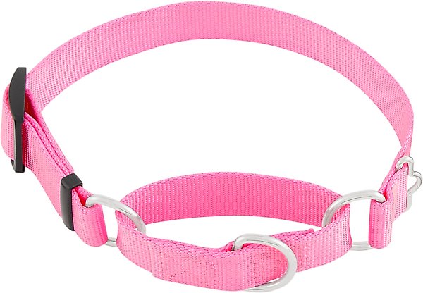 Frisco Solid Nylon Slip-On Martingale Dog Collar, Pink, Medium: 14 to 20-in neck, 1-in wide slide 1 of 6