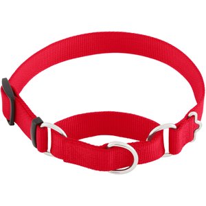 Frisco Solid Nylon Slip-On Martingale Dog Collar, Red, Medium: 14 to 20-in neck, 1-in wide