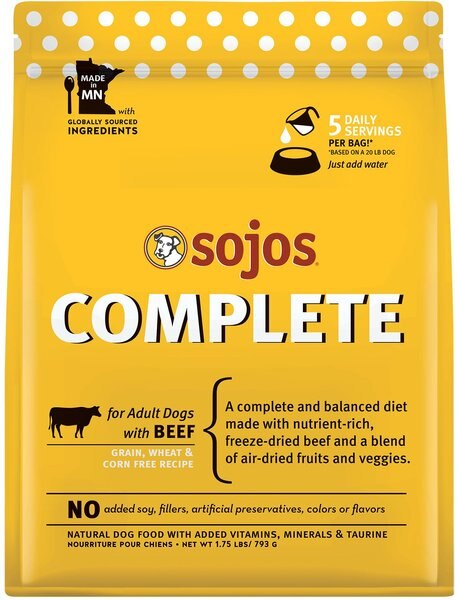 Sojos Complete Beef Recipe Adult Grain-Free Freeze-Dried Raw Dog Food, 1.75-lb bag slide 1 of 10