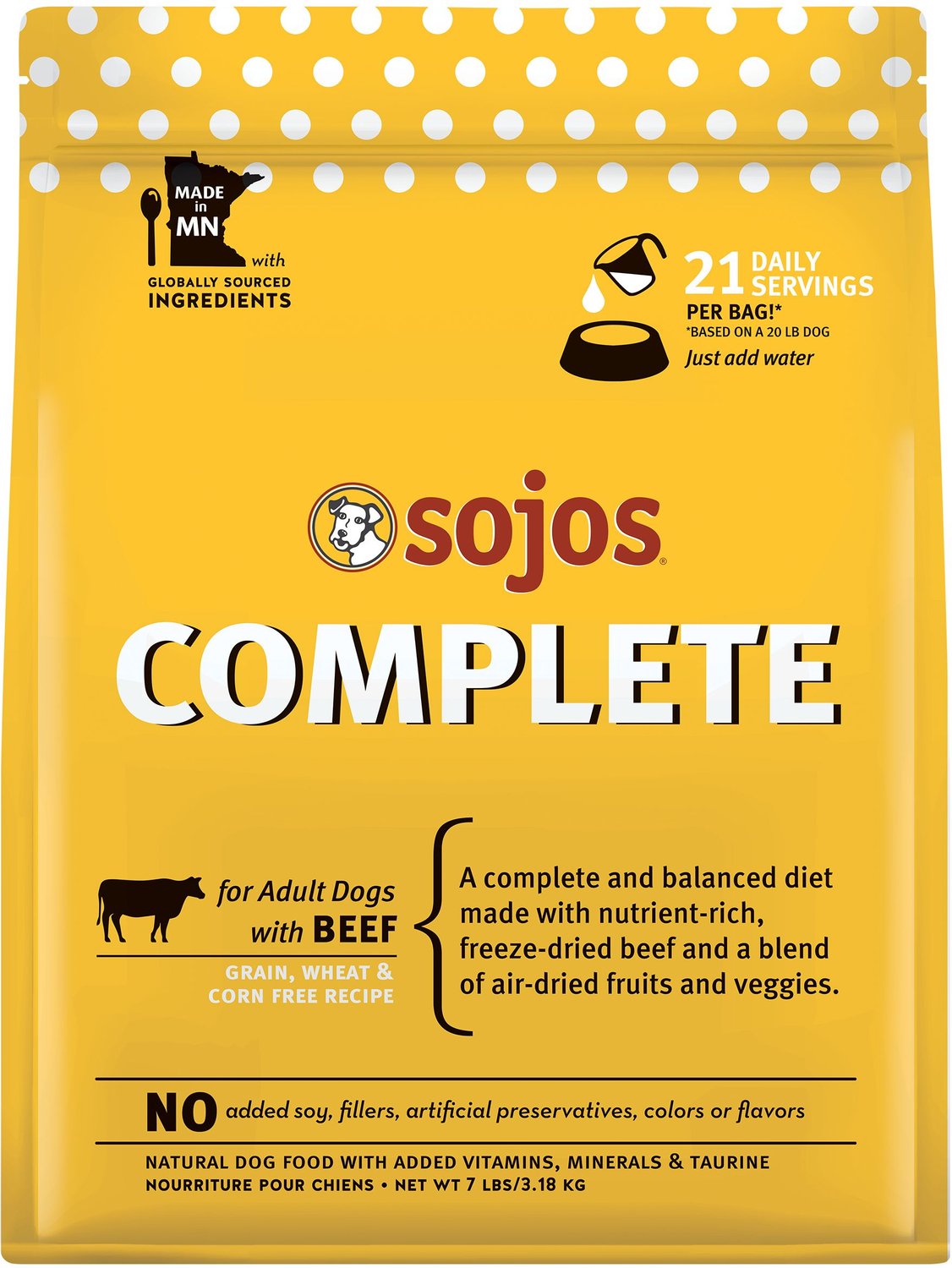 Sojos Complete Beef Recipe Adult Grain-Free Freeze-Dried Dehydrated Dog