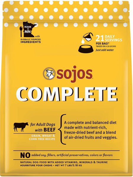 Sojos Complete Beef Recipe Adult Grain-Free Freeze-Dried Raw Dog Food, 7-lb bag slide 1 of 10