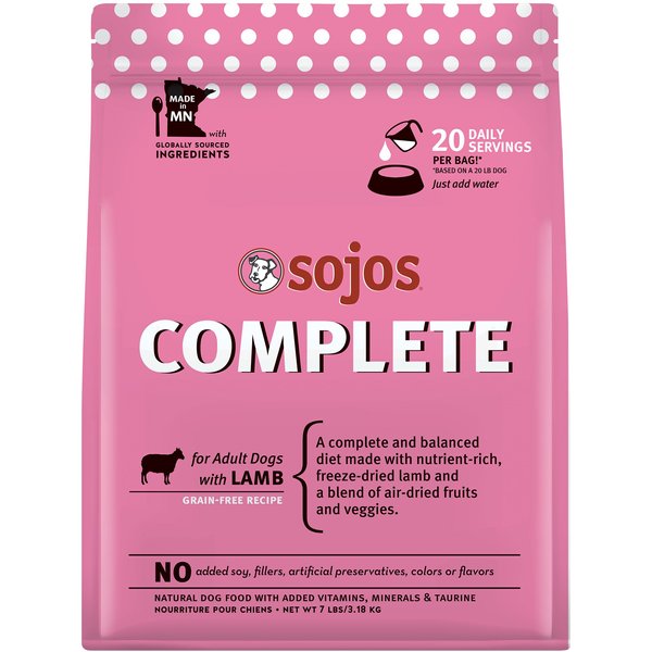 SOJOS Complete Lamb Recipe Adult GrainFree FreezeDried Dehydrated Dog