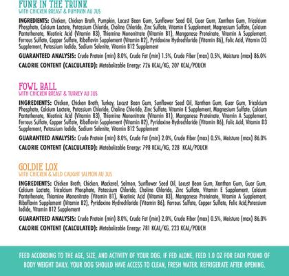 Show full view: Weruva Dogs in the Kitchen Chicken, Turkey & Salmon Variety Pack Grain-Free Shredded Wet Dog Food, 10-oz can, case of 12 slide 6 of 10