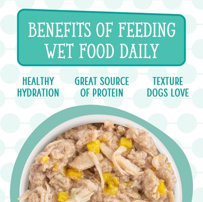Show full view: Weruva Dogs in the Kitchen Chicken, Turkey & Salmon Variety Pack Grain-Free Shredded Wet Dog Food, 10-oz can, case of 12 slide 7 of 10