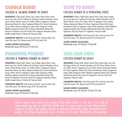 Show full view: BFF Kitten Softly Chicken, Tuna & Salmon Variety Pack Grain-Free Shredded Wet Cat Food, 2.8-oz can, case of 12 slide 6 of 9