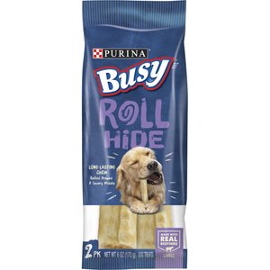 Busy Bone Rollhide, Long-Lasting Large Dog Treats, 2 count pouch