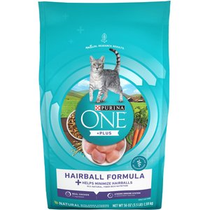 Purina ONE +Plus Hairball Formula Natural Adult Dry Cat Food, 3.5-lb bag