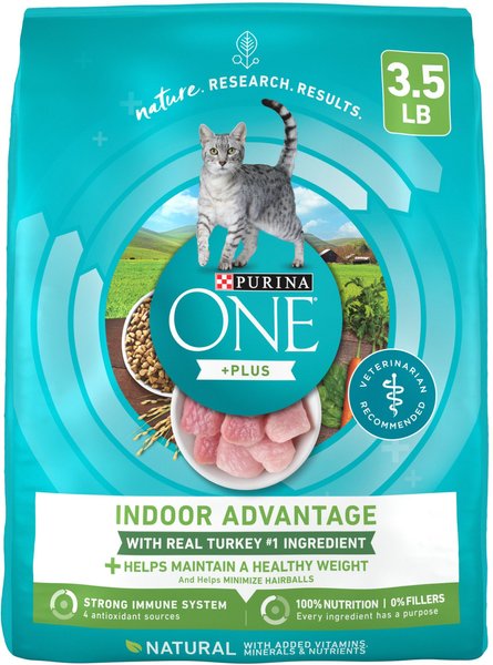 Purina ONE +Plus Indoor Advantage with Real Turkey Natural Adult Dry Cat Food, 3.5-lb bag slide 1 of 11