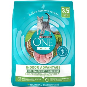 Purina ONE +Plus Indoor Advantage with Real Turkey Natural Adult Dry Cat Food, 3.5-lb bag