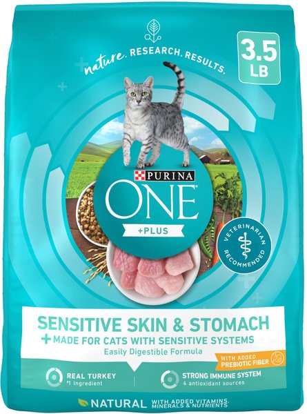 Purina ONE Sensitive Skin & Stomach Dry Cat Food, 3.5-lb bag slide 1 of 10