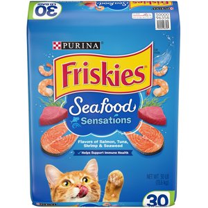 Friskies Seafood Sensations Dry Cat Food, 30-lb bag