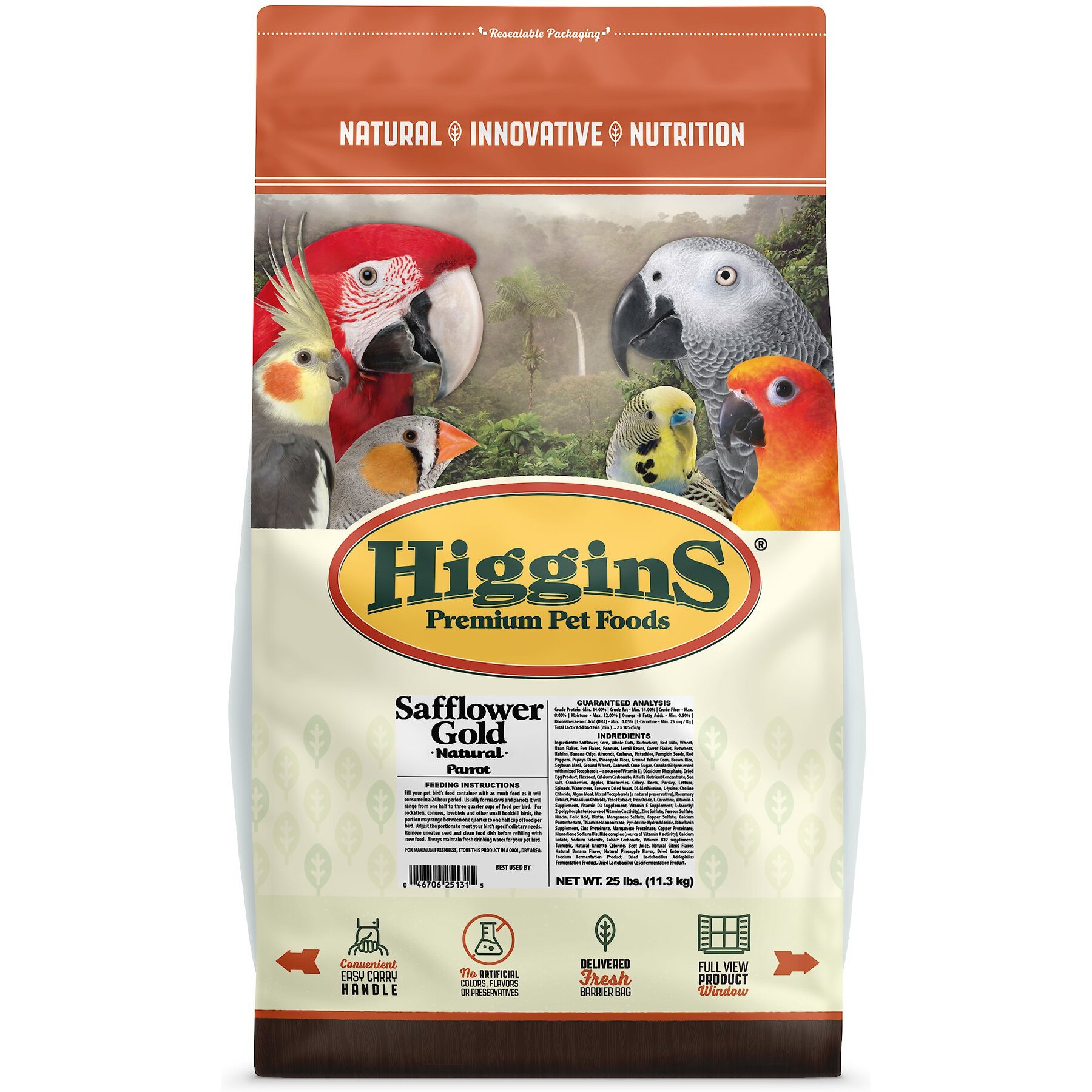 HIGGINS Safflower Gold Parrot Food 3 lb bag Chewy