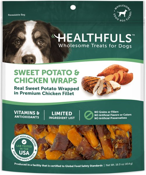 RUFFIN' IT Healthfuls Sweet Potato & Chicken Wraps Dehydrated Dog Treats, 16-oz bag slide 1 of 2