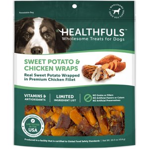 Healthfuls Sweet Potato & Chicken Wraps Dehydrated Dog Treats, 16-oz bag