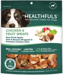 RUFFIN' IT Healthfuls Chicken & Fruit Wraps Dehydrated Dog Treats, 16-oz bag