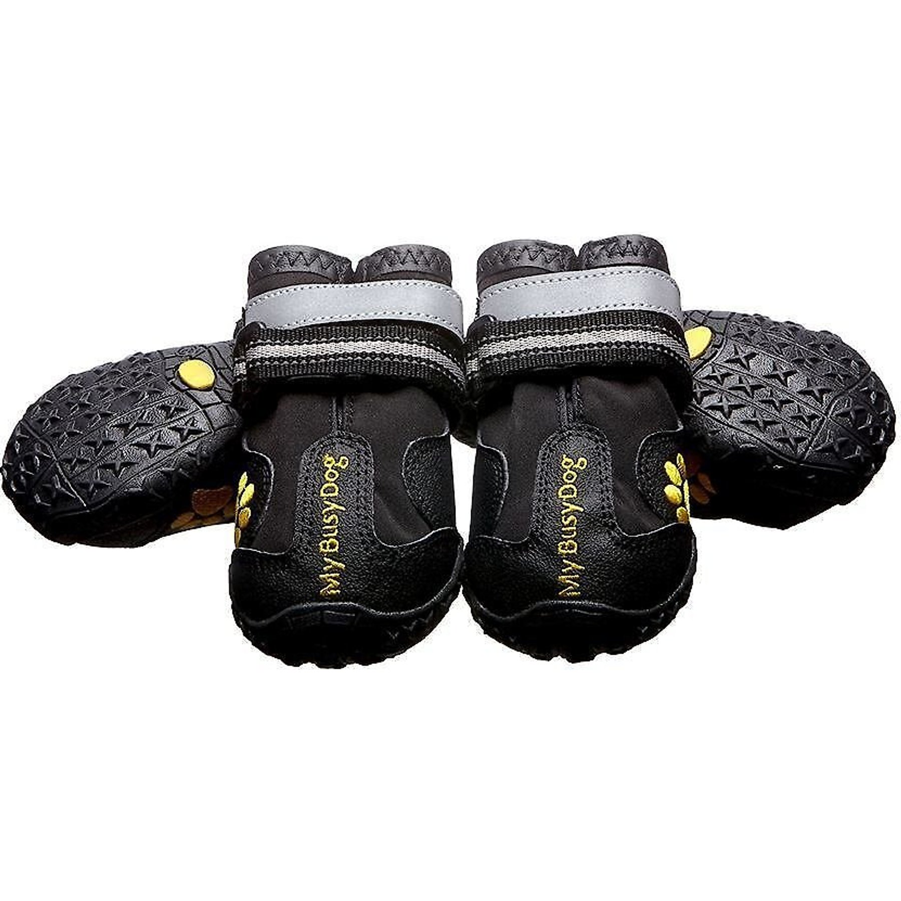 MY BUSY DOG Water Resistant Reflective AntiSlip Dog Boots, 4 count, Black, 6