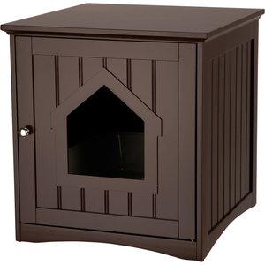 BAXTON STUDIO Anson Cat Litter Box Cover House Walnut Brown