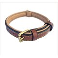 Soft Touch Collars Leather Two-Tone Padded Dog Collar, Brown, Small
