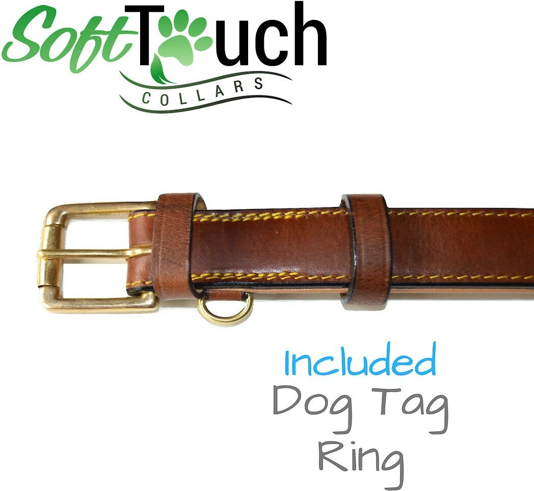 SOFT TOUCH COLLARS Leather TwoTone Padded Dog Collar, Brown, Small