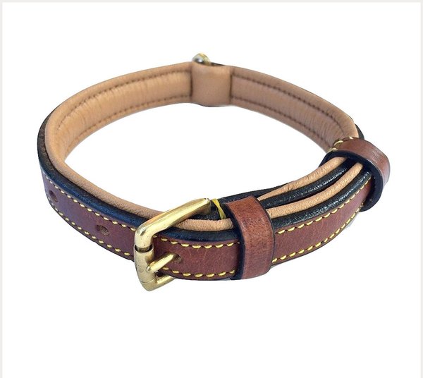 SOFT TOUCH COLLARS Leather Two-Tone Padded Dog Collar, Brown, Medium ...