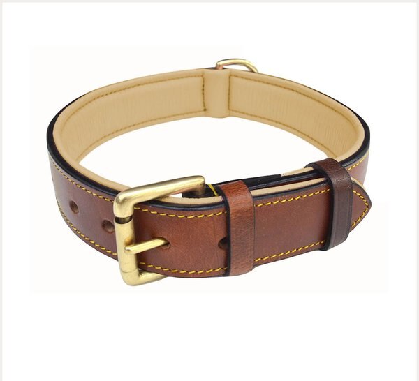 Soft Touch Collars Leather Two-Tone Padded Dog Collar, Brown, X-Large slide 1 of 8