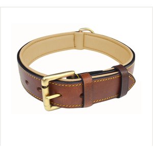 Soft Touch Collars Leather Two-Tone Padded Dog Collar, Brown, X-Large