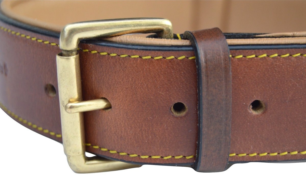 SOFT TOUCH COLLARS Leather TwoTone Padded Dog Collar, Brown, XLarge