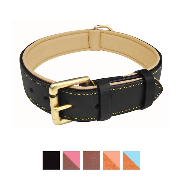 Soft Touch Collars Leather Two-Tone Padded Dog Collar, Black, X-Large  slide 1 of 9