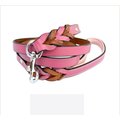 Soft Touch Collars Leather Braided Two-Tone Dog Leash, Pink, 6-ft, 3/4-in