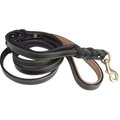 Soft Touch Collars Leather Braided Traffic Handle Dog Leash, Black, 6-ft, 3/4-in