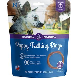 N-Bone Puppy Teething Ring Pumpkin Flavor Dog Treats, 3 count