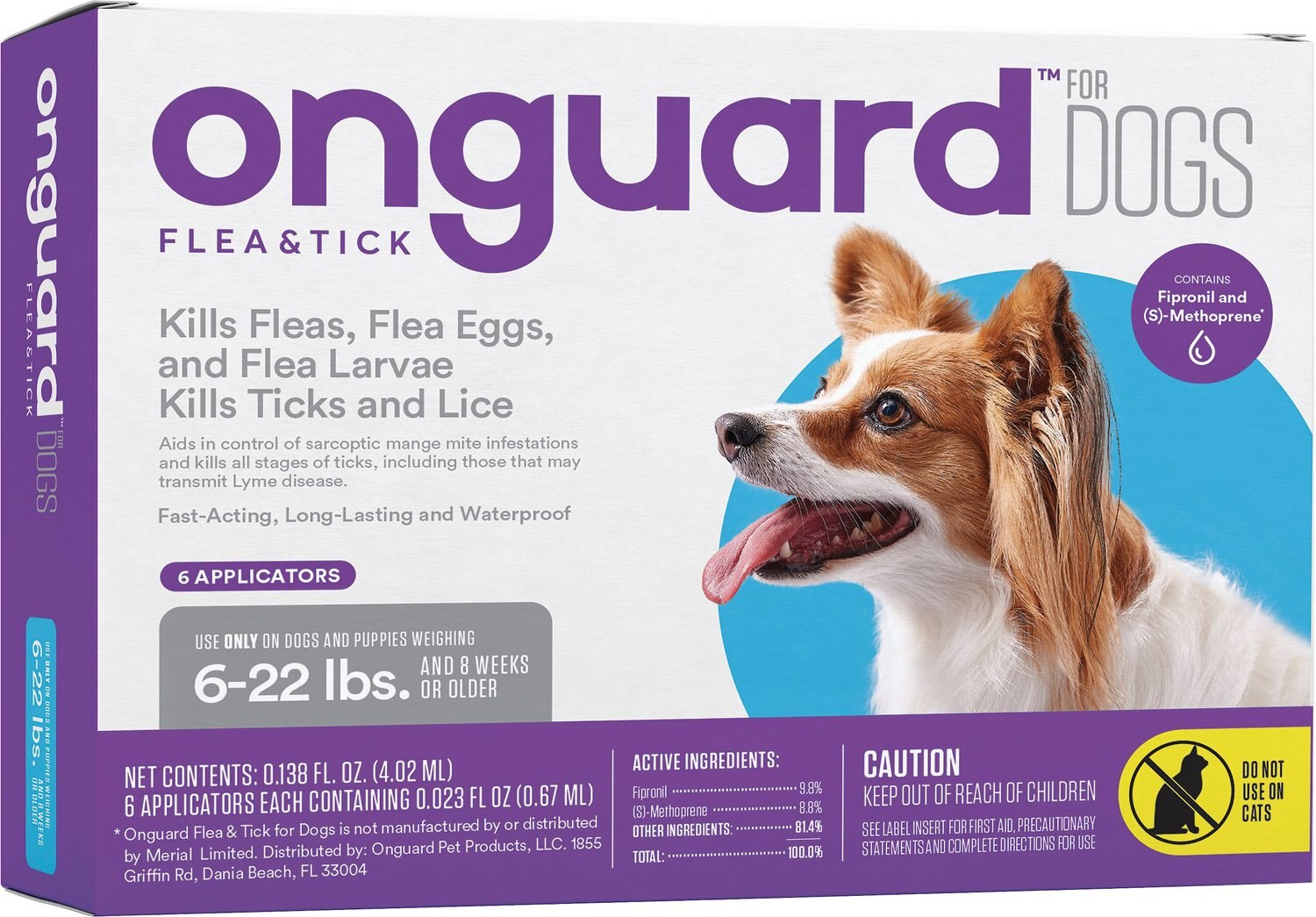 ONGUARD Flea & Tick Treatment for Dogs, up to 22 lbs, 6 treatments