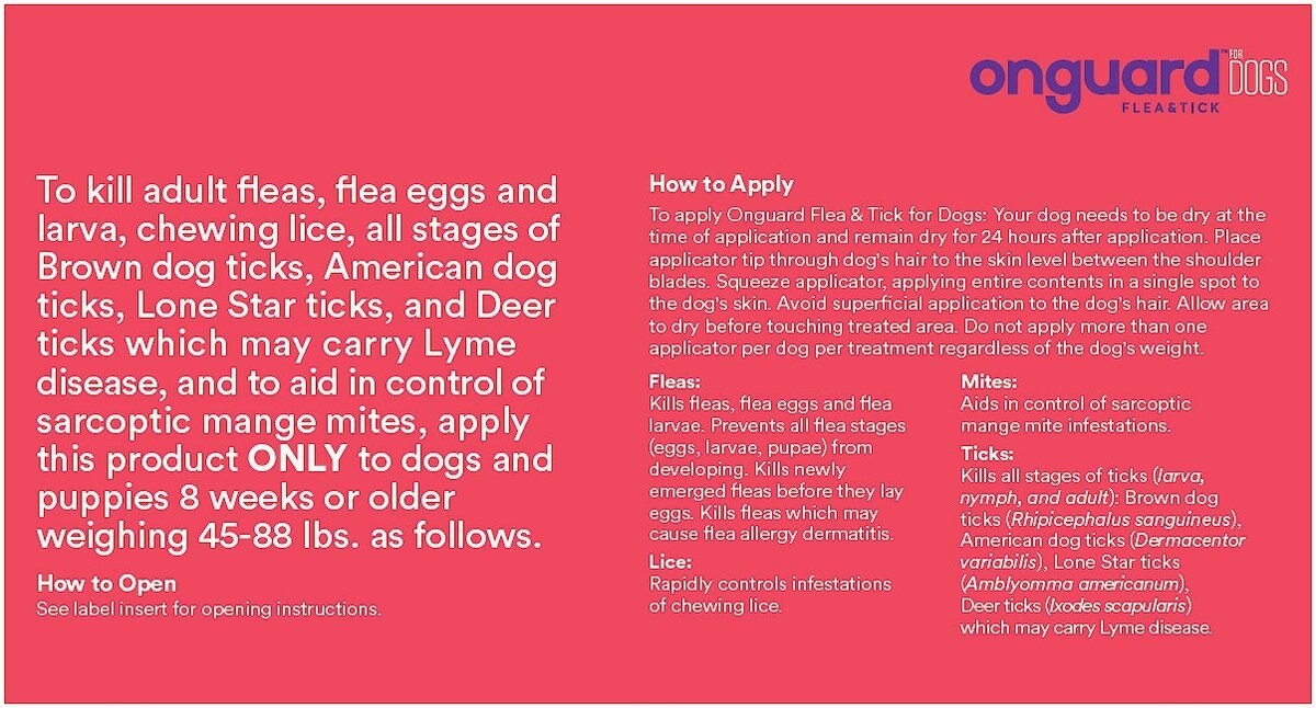 ONGUARD Flea & Tick Treatment for Dogs, 4588 lbs, 6 treatments