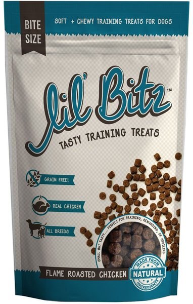 Lil' Bitz Flame Roasted Chicken Grain-Free Training Dog Treats, 4-oz bag slide 1 of 2