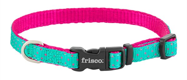 Frisco Patterned Nylon Dog Collar, Pink Polka Dot, X-Small: 8 to 12-in neck, 3/8-in wide slide 1 of 6