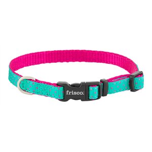 Frisco Patterned Nylon Dog Collar, Pink Polka Dot, X-Small: 8 to 12-in neck, 3/8-in wide