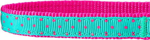 Frisco Patterned Nylon Dog Collar, Pink Polka Dot, Small: 10 to 14-in neck, 5/8-in wide