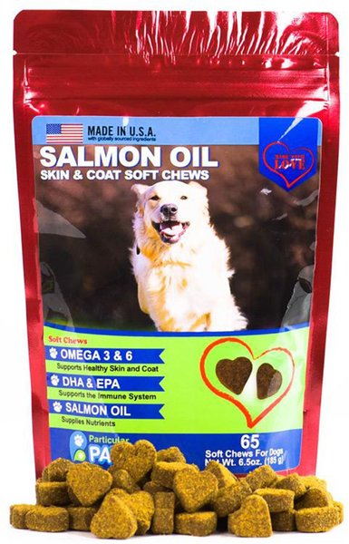 Particular Paws Salmon Oil Skin & Coat Soft Chews Dog Supplement, 65 count slide 1 of 7