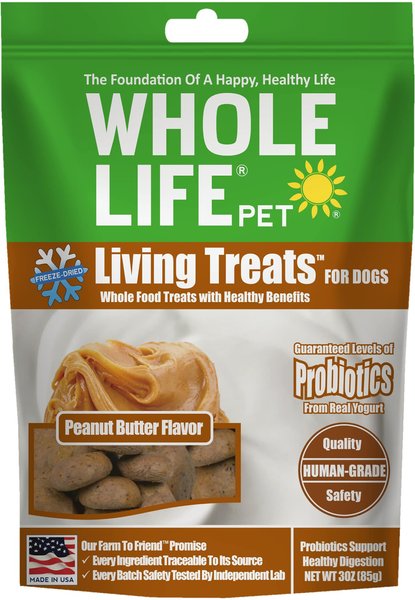 Whole Life Living Treats Peanut Butter Flavor Freeze-Dried Dog Treats, 3-oz bag slide 1 of 6