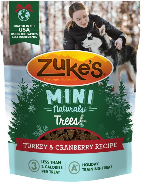 Zuke's Mini Naturals Holiday Trees Turkey & Cranberry Recipe Dog Treats, 5-oz bag slide 1 of 9
