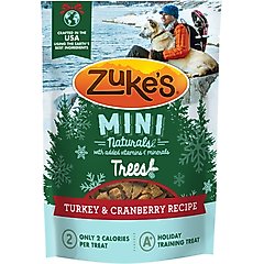 Zuke's Mini Naturals Holiday Trees Turkey & Cranberry Recipe Dog Treats, 5-oz bag